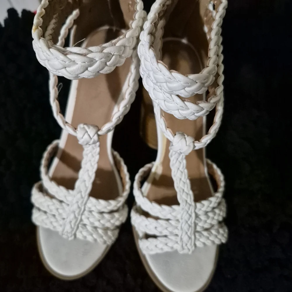 Charlotte Russe White Braided Heeled Sandals